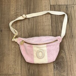 Stoney Clover Lane Fanny Pack with Pearl Initial “O” Patch Terry Cloth